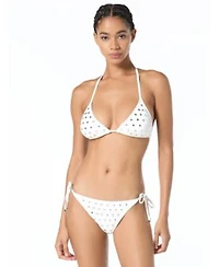 Michael Kors Womens Tie Back V Neck Bikini Top Pull On Tie Side Bikini Bottom