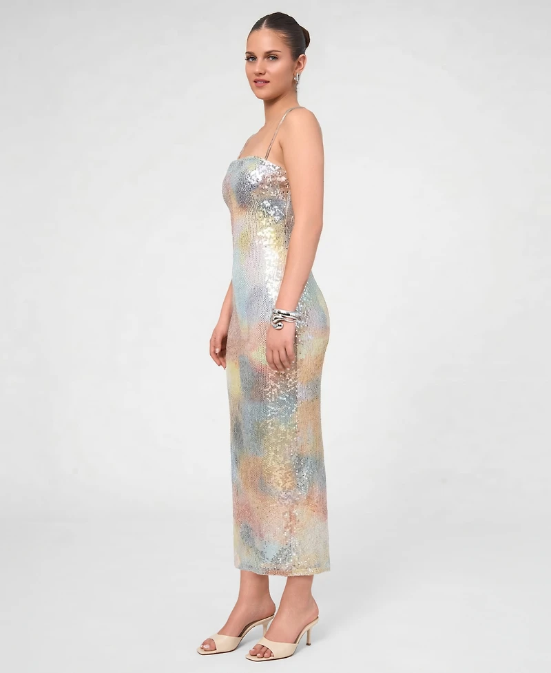 Rachel Roy Women's Sable Sequin Square Neck Midi Dress
