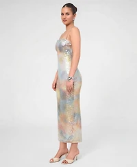 Rachel Roy Women's Sable Sequin Square Neck Midi Dress