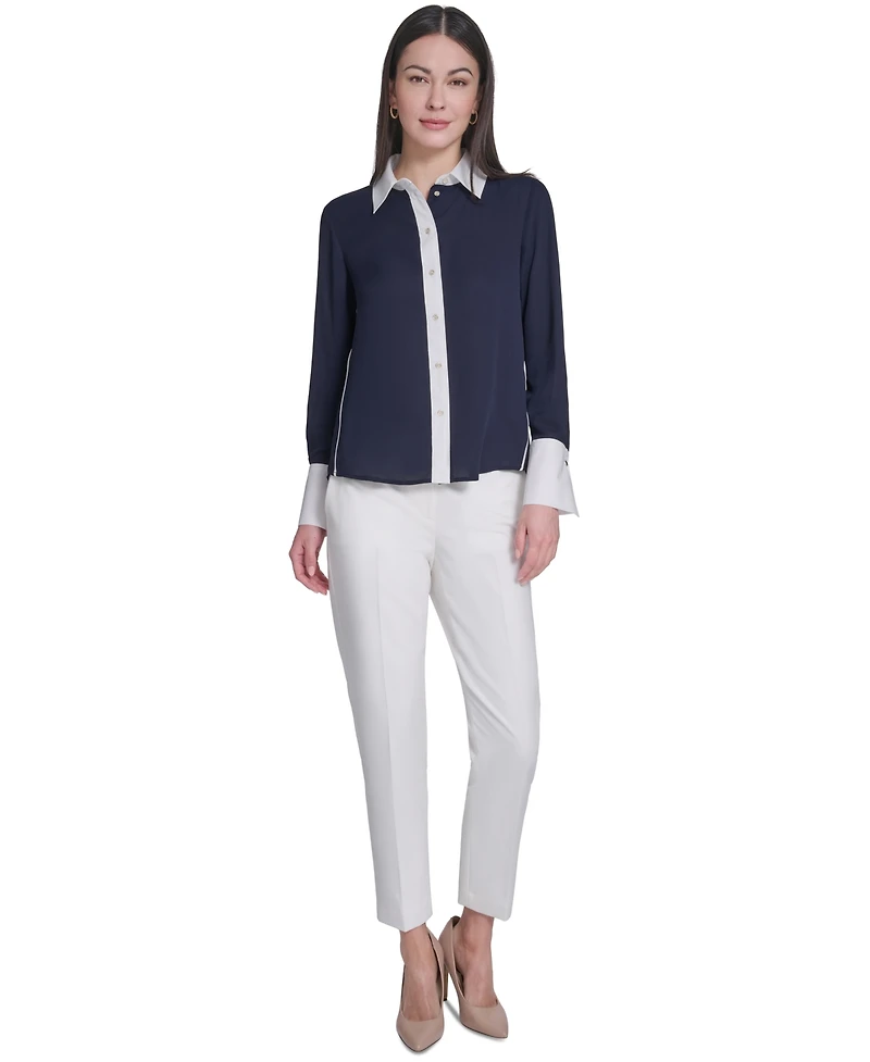 Tommy Hilfiger Women's Slim-Fit Button-Up Top