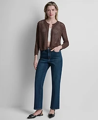 Dkny Jeans Women's Open-Stitch Drop-Shoulder Cardigan Sweater