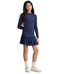 Polo Ralph Lauren Girls' 7-16 Pleated-Skirt Ribbed Dress