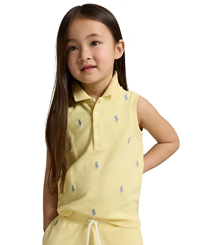 Polo Ralph Lauren Girls' 2-6X Stretch Mesh Four-Button Placket Shirt