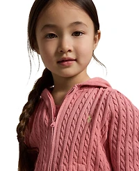 Polo Ralph Lauren Girls' 2T-6X Mini-Cable Full-Zip Hooded Sweater