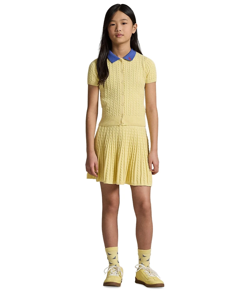 Polo Ralph Lauren Girls' 7-16 Mini-Cable Cardigan and Skirt, 2-Piece Set