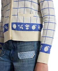 Polo Ralph Lauren Girls' 7-16 Windowpane V-Neck Cardigan