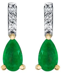 Macy's Emerald (1/2 ct. t.w.) and Diamond Accent Drop Earrings in 10k Yellow Gold