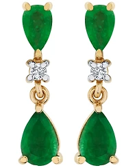 Macy's Emerald (1-1/4 ct. t.w.) and Diamond Accent Drop Earrings in 10k Yellow Gold