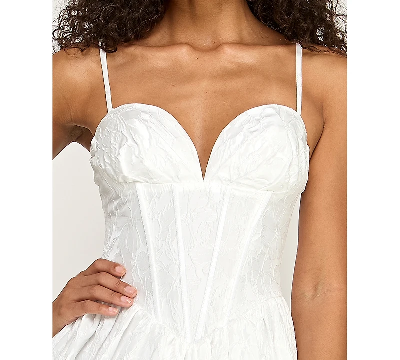 Alex & Sophia Women's Spaghetti Strap Corset Bodice Dress