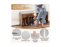 Slickblue Storage Shoe Bench with Padded Seat and 3 Open Shelves