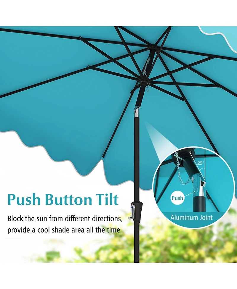 Sugift 9 ft Patio Umbrella with Crank Handle and Push Button Tilt