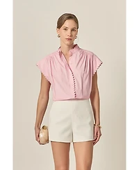 English Factory Women's Ric Rac Detailed Short Sleeve Shirt