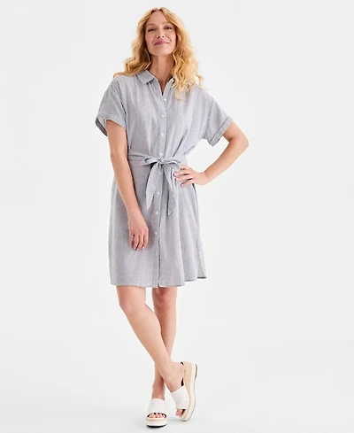 Style & Co Women's Striped Short-Sleeve Shirtdress, Macy's Exclusive