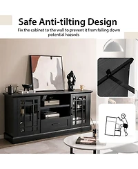 Sugift Tv Stand for TVs up to 70 in with Glass Doors and Storage