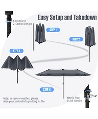 Sugift 15.5 ft Extra Large Patio Umbrella with Solar Led Lights