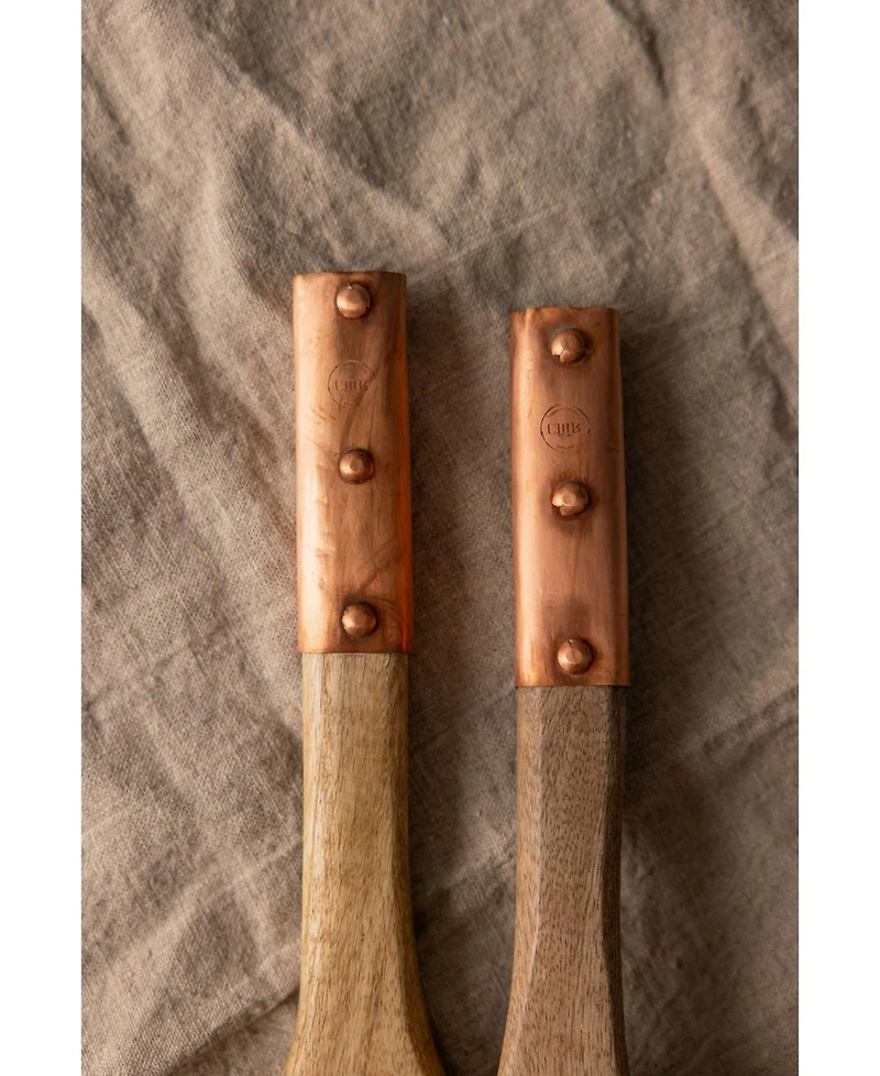 Coppermill Kitchen, Vintage Inspired Wood Serving Utensils with Copper Strap Handles