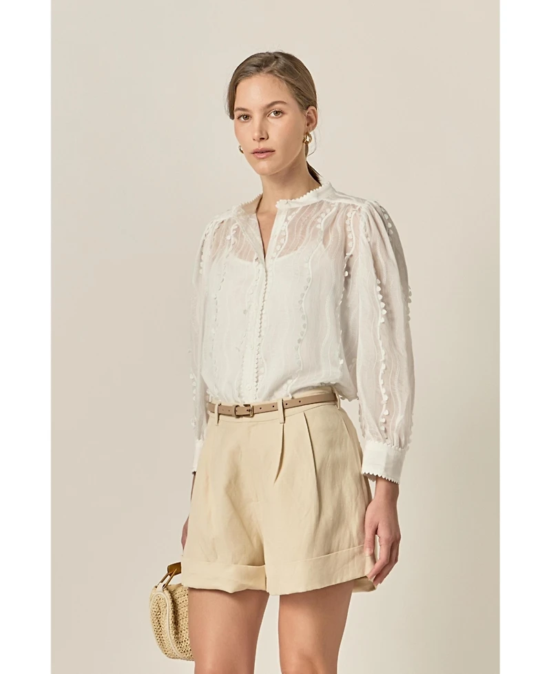 English Factory Women's Heart Trim Blouse