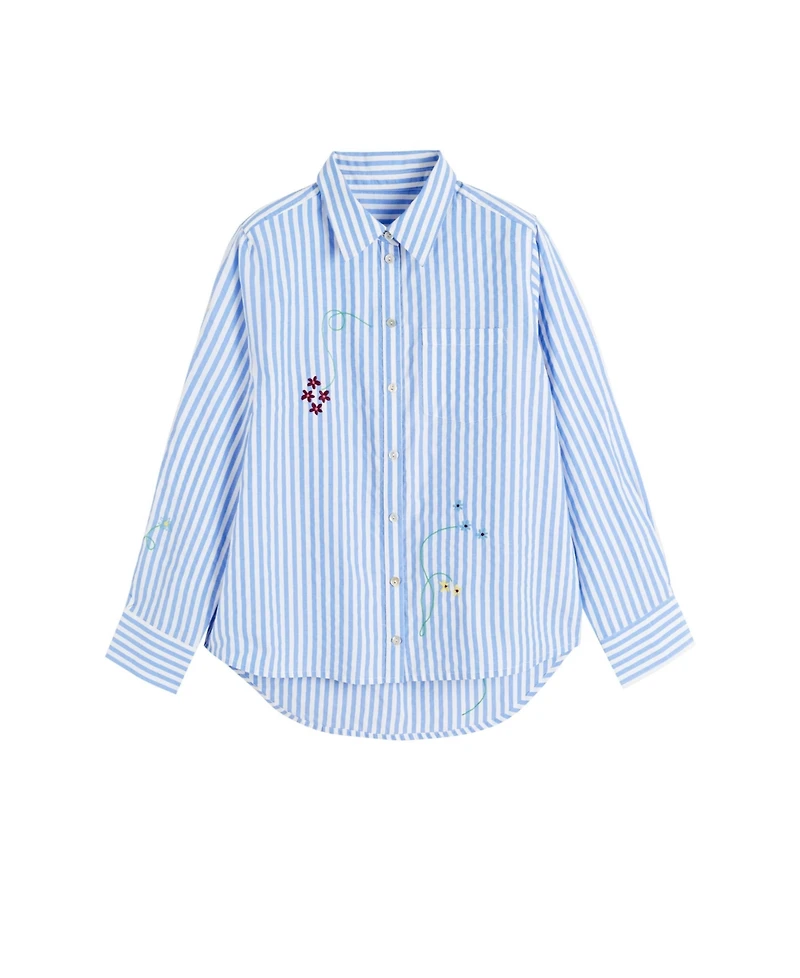 Chinti & Parker Women's Cotton Stripe Floral Shirt