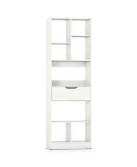 Slickblue 61 Inch Bookcase with Drawer and 8 Storage Compartments