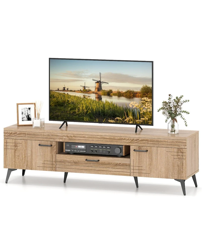 Sugift Tv Stand with Two Cabinets and Drawer for 65 in TVs