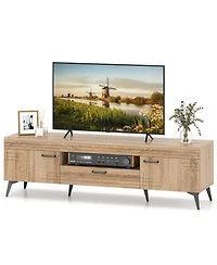 Sugift Tv Stand with Two Cabinets and Drawer for 65 in TVs