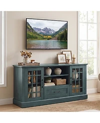 Sugift Tv Stand for TVs up to 70 in with Glass Doors and Storage