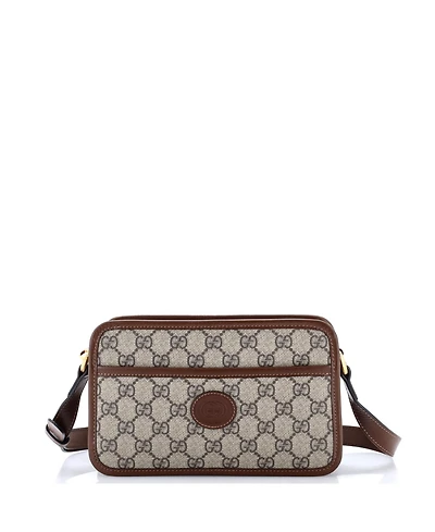 Pre-Owned Gucci Mini Interlocking G Patch Camera Bag Gg Coated Canvas