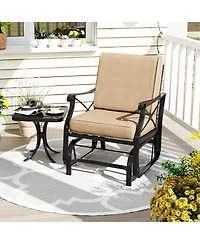 Sugift Patio Glider Rocking Chair with Metal Frame and Cushions