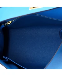 Pre-Owned HERMES Kelly 25 Handbag Blue Epsom with Gold Hardware