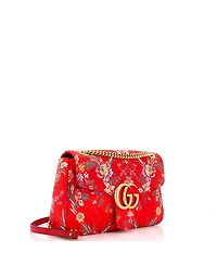 Pre-Owned Gucci Medium Gg Marmont Flap Bag Matelasse Floral Jacquard