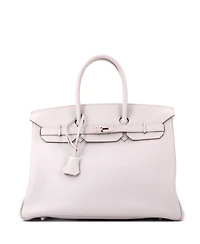 Pre-Owned HERMES Birkin 35 Handbag Grey Togo with Palladium Hardware