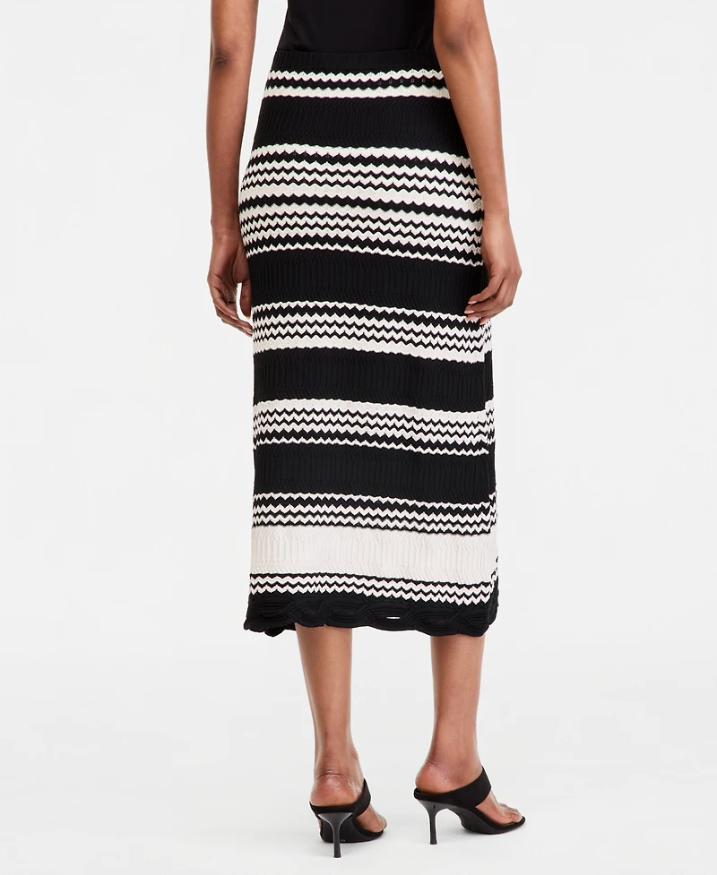 I.n.c. International Concepts Women's Stripe Crochet Midi Skirt, Macy's Exclusive