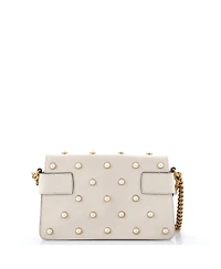 Pre-Owned Gucci Mini Broadway Pearly Bee Shoulder Bag Embellished Leather