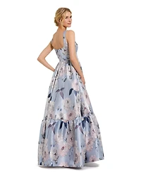 Mac Duggal Women's Floral Brocade Scoop Neck Sleeveless A-Line Gown