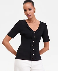 I.n.c. International Concepts Women's Short Sleeve V-Neck Cardigan
