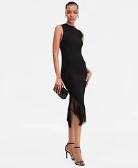 I.n.c. International Concepts Women's Sleeveless Fringe-Trim Sweater Dress, Macy's Exclusive