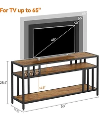 gaomon 58" Tv Stand for TVs up to 65", Entertainment Console with Storage Shelves, Quadruple-Tube Support, Living Room