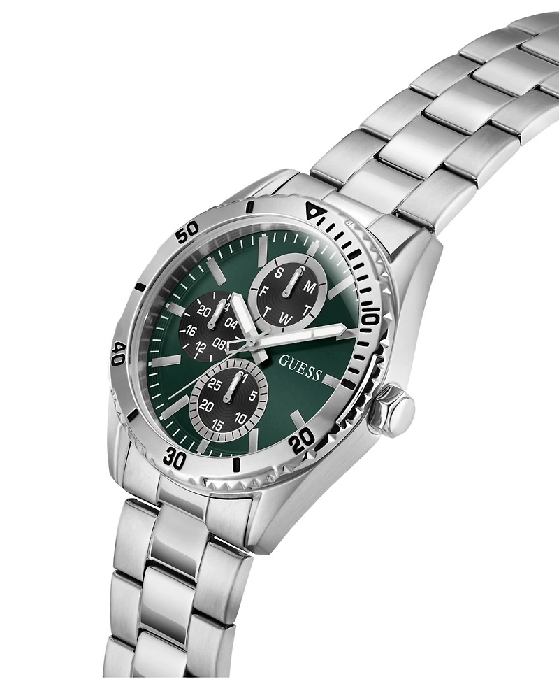 Guess Men's Silver-Tone Multi-Function Watch, 43mm