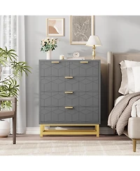 gaomon 5 Drawer Dresser Metal Base Modern for Living Room and Closet
