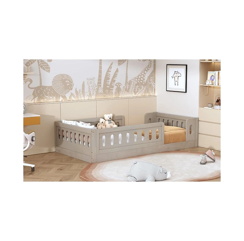 flynama Wood Platform Bed Guardrail