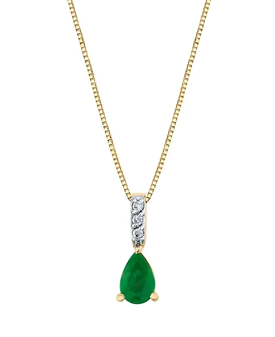 Macy's Emerald (3/8 ct. t.w.) & Diamond Accent Pendant Necklace in 10k Yellow Gold