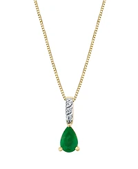 Macy's Emerald (3/8 ct. t.w.) & Diamond Accent Pendant Necklace in 10k Yellow Gold