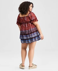And Now This Trendy Plus Paisley Tiered Mini Skirt, Macy's Exclusive