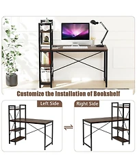Sugift 47.5 Inch Writing Study Computer Desk with 4-Tier Shelves