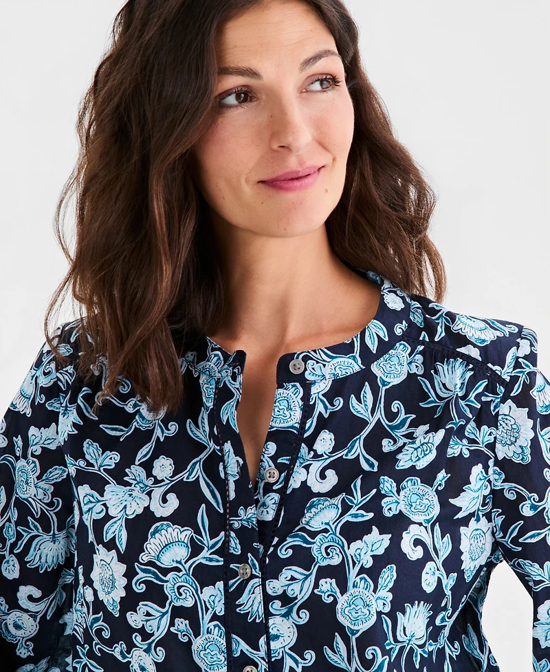 Style & Co Women's Cotton Button-Front 3/4-Sleeve Top, Macy's Exclusive