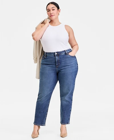 I.n.c. International Concepts Plus High Rise Straight Leg Jeans, Macy's Exclusive
