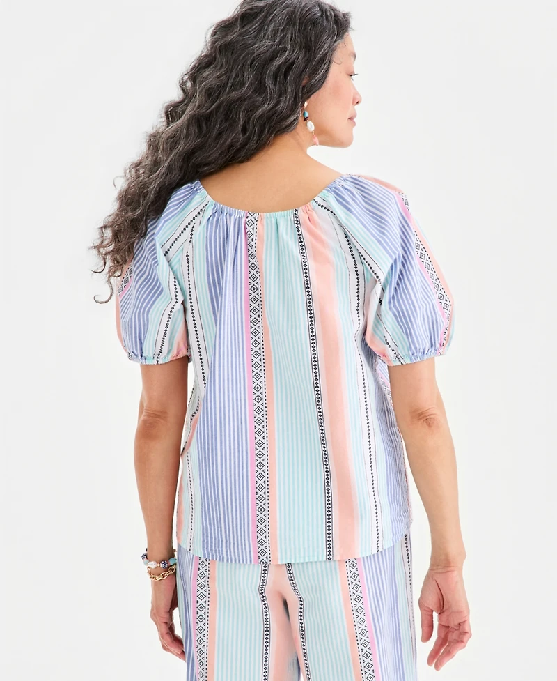 Style & Co Petite Crewneck Stripe Cotton Top, Macy's Exclusive
