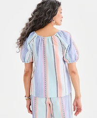 Style & Co Petite Crewneck Stripe Cotton Top, Macy's Exclusive