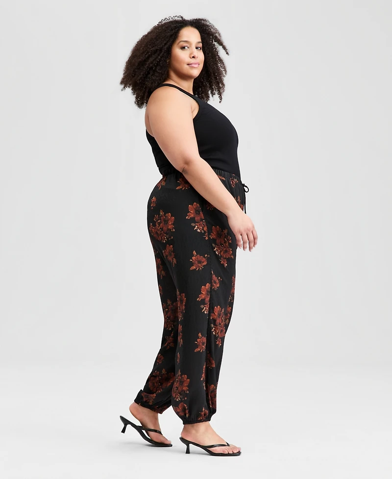 And Now This Trendy Plus Floral Balloon-Leg Drawstring Pants, Macy's Exclusive