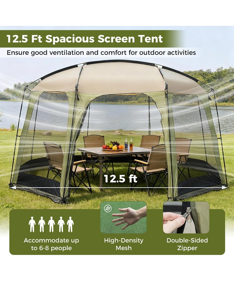 Sugift Six to Eight Person Canopy Tent with Zippered Door